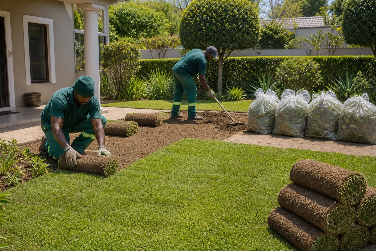 Instant lawn installation and garden clean-up after tree work